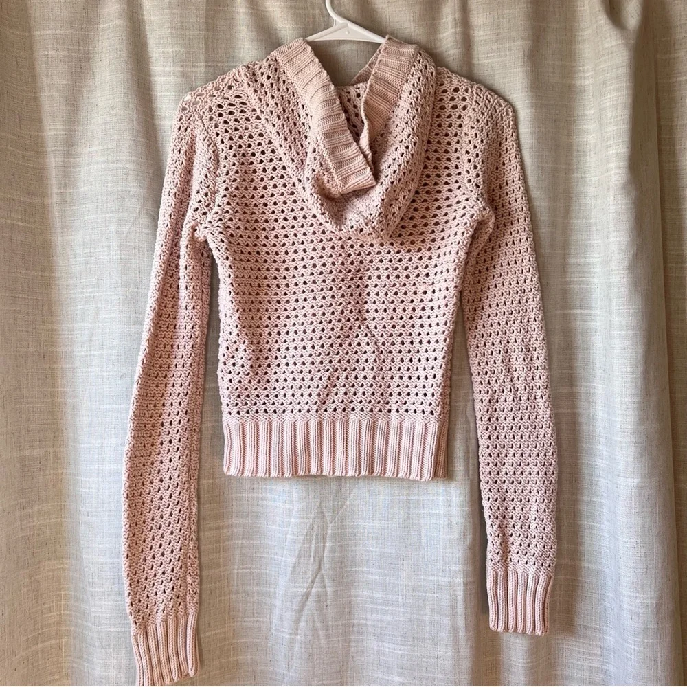 Abercrombie and Fitch | Loose knit baby pink wooden button sweater Women Medium - Picture 5 of 7
